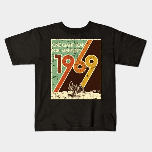 1969 Moon Landing Vintage Kids T-Shirt by JayMar